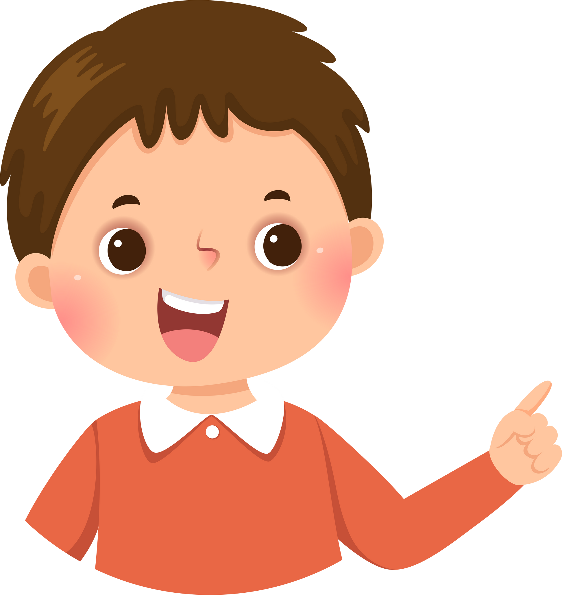 Little boy pointing up