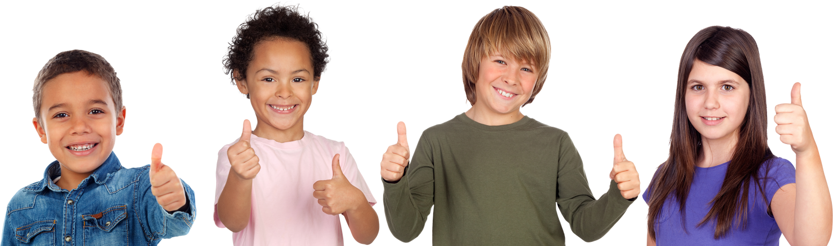 Happy Children Saying Ok with Their Thumbs