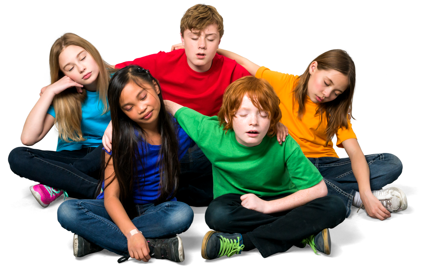 Group of Kids with Closed Eyes